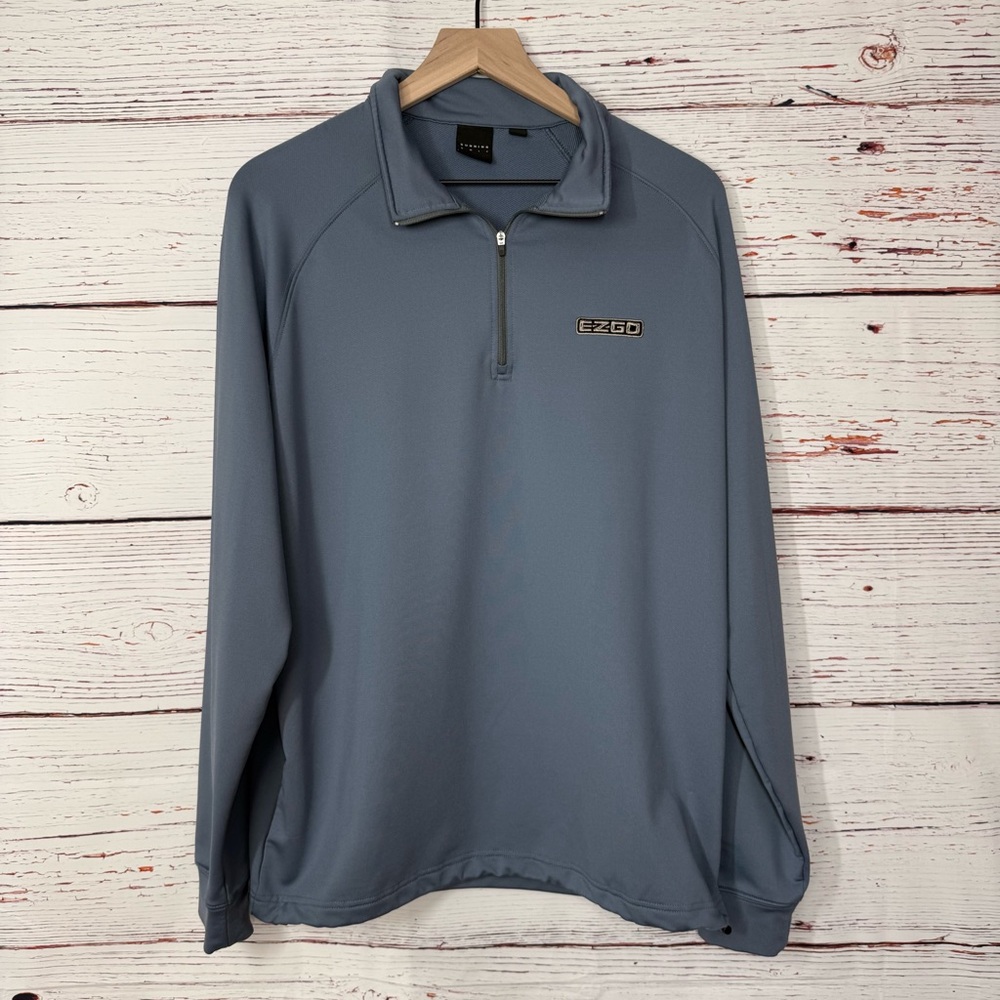 Dunning Golf Sweater Mens L Gray Blue‎ 1/4 Zip Performance Pullover Sweatshirt